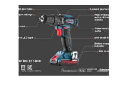 უსადენო უნახშირო დარტყმითი ბურღი-სახრახნისი