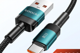 USB კაბელი Toocki 100W Cable USB-A to USB-C, 1M, T