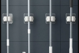 10ც Mop Holder თვითწებვადი ცოცხის სადგამი კედელზე 