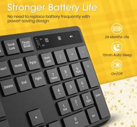 Wireless Keyboard 2.4G Ergonomic Full Size PC