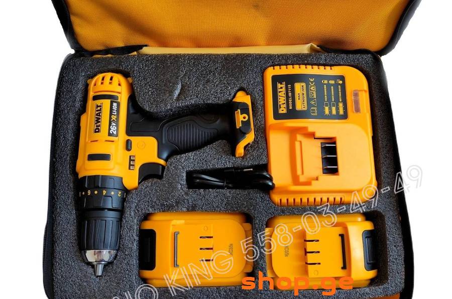 ძლიერი დრელი-შურუპავიორტი DEWALT 26V