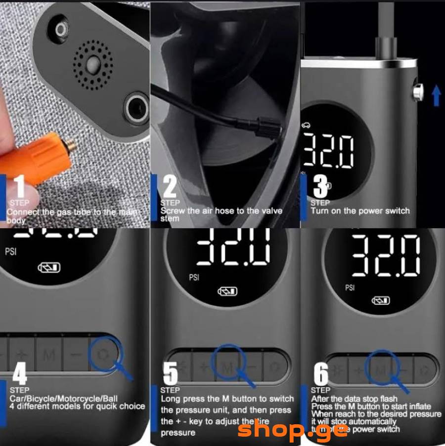 ✅ ჰაერის კომპრესორი, Power Bank. პორტატული, USB და
