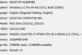 ASUS ROG Strix G531GU , i7-9750U , 512 GB , 16 GB 