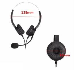 Call Center Headset Wired Microphone Office Head 
