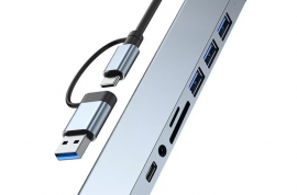 8-in-2 USB Type C HUB დოკინგ სადგური 3.5 მმ აუდიო 