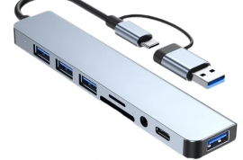 8-in-2 USB Type C HUB დოკინგ სადგური 3.5 მმ აუდიო 