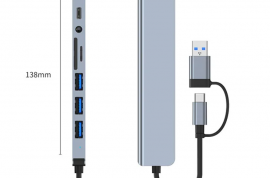 8-in-2 USB Type C HUB დოკინგ სადგური 3.5 მმ აუდიო 