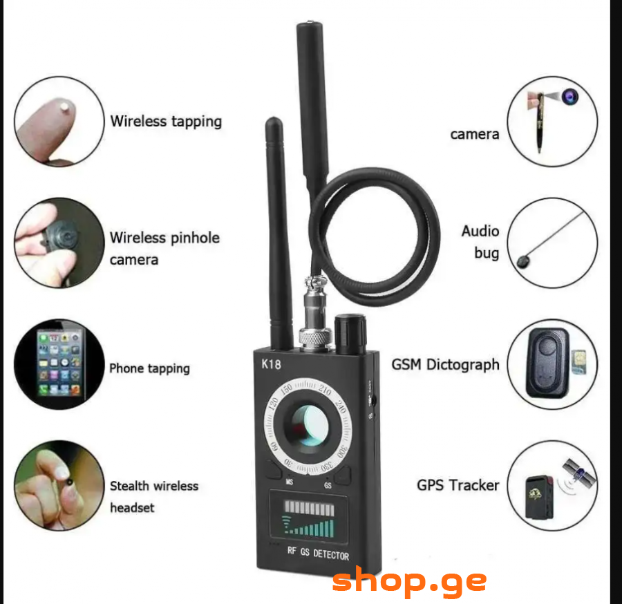 GSM აუდიო, GPS სიგნალის ლინზა, RF ტრეკერი, დეტექტო