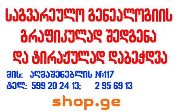 გენეოლოგიის დამზადება და დაბეჭდვა 599 20 24 13