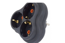 3-ნი როზეტი (სამკაპი) ჩანგლით დამიწებით – შავი