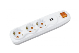 დამაგრძელებელი დამიწებით 3 ადილი +2usb დენის მარეგ