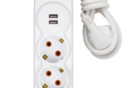 დამაგრძელებელი დამიწებით 3 ადილი +2usb დენის მარეგ