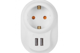 დენის დამცავი თეთრი, როზეტი +2 USB