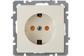 კრემისფერი როზეტი დამიწებით ბავშვისთვის დამცავით 