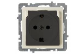 კრემისფერი როზეტი დამიწებით თავსახურით ჩარჩოს 