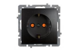 კვამლისფერი როზეტი დამიწებით ბავშვისთვის დამცავით 