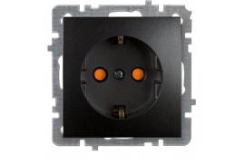 შავი როზეტი დამიწებით ბავშვისთვის დამცავით ჩარჩოს 