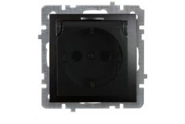 შავი როზეტი დამიწებით თავსახურით ჩარჩოს გარეშე