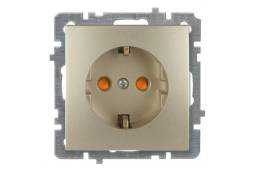 ოქროსფერი როზეტი დამიწებით ბავშვისთვის დამცავით ჩა