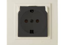 კრემისფერი როზეტი დამიწებით თავსახურით