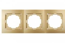 ოქროსფერი ჩამრთველ-როზეტის ჩარჩო 3-ანი