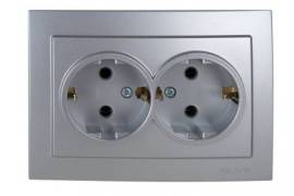 ვერცხლისფერი როზეტი 2-ანი დამიწებით