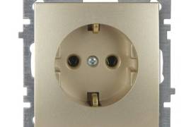 ოქროსფერი დამიწებიანი როზეტი ჩარჩოს გარეშე