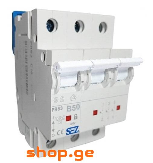 ავტ.ამომრთველი PE63-C 50A/3P (6kA)