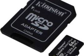 იყიდება ჩიპები Kingston 64GB microSDXC Class10