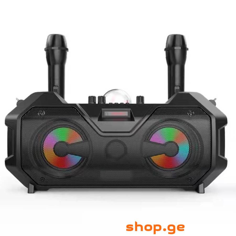 პორტატული დინამიკი ZQS 4247 + ორი Bluetooth მიკროფ