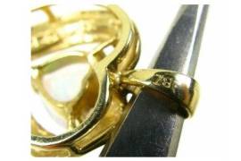 1194 ოქროს კულონი გული ცეცხლოვანი ოპალით