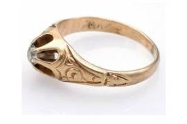 1076 ოქროს ანტიკვარი ბეჭედი 0.12ct ბრილიანტით