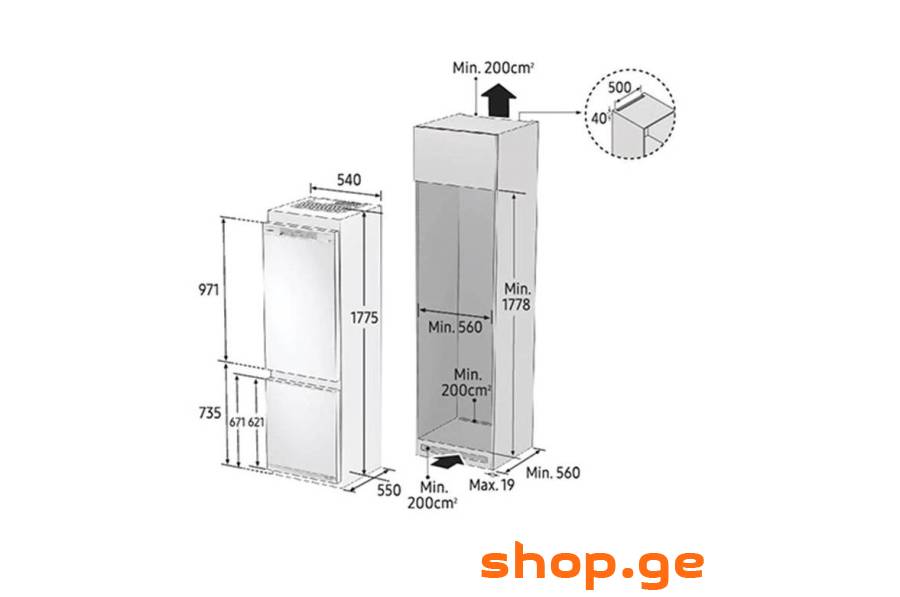 ჩასაშენებელი მაცივარი Samsung BRB267050WW/W
